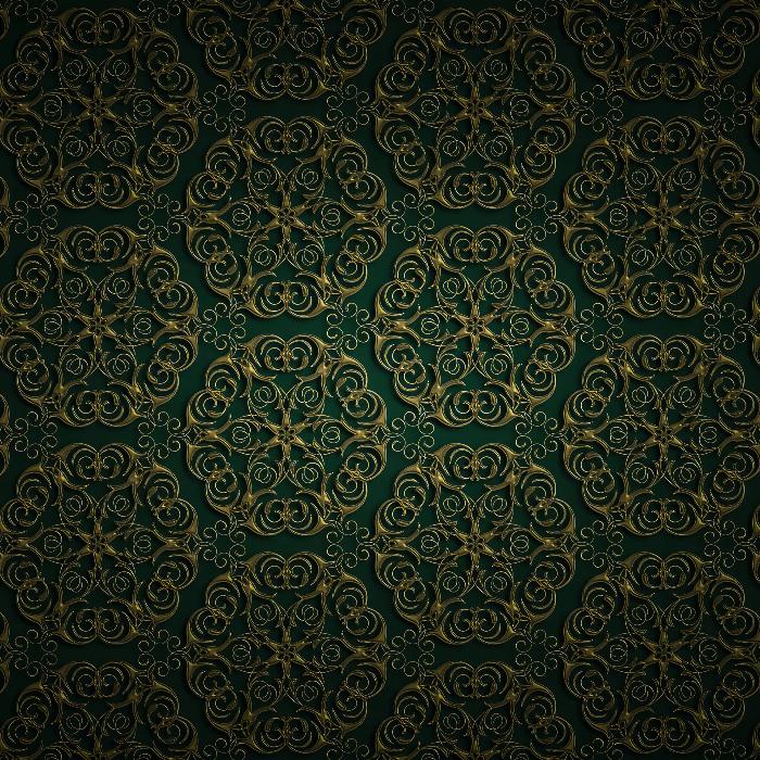 Goldene Ornamente auf grünem Hintergrund