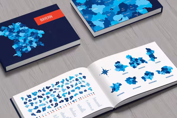 Download a fully editable map of Bavaria with rural and urban districts and over 60 cities.