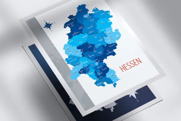 Landkarte Hessen mit Landkreisen