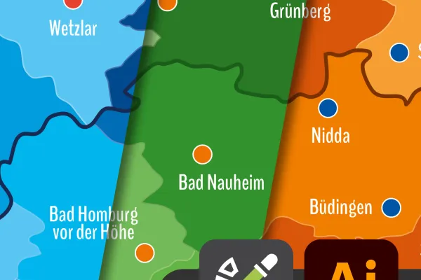 Landkarte Hessen mit Landkreisen