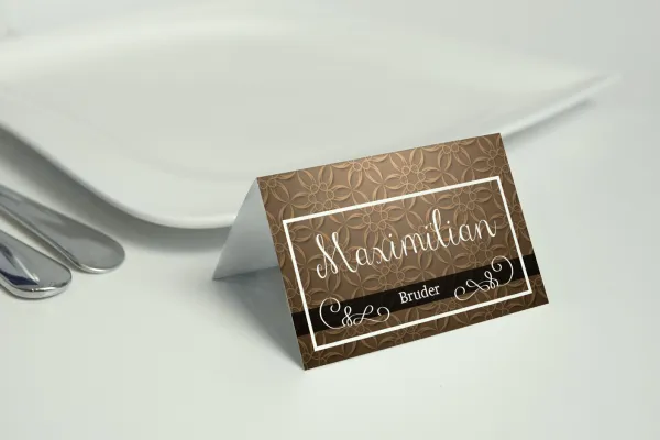 Place card with a beige background