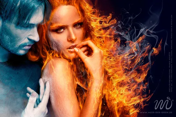 Composición en Photoshop: retoque y fotomontaje con el ejemplo del fuego y el hielo