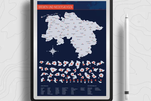 Landkarten von Bremen und Niedersachsen