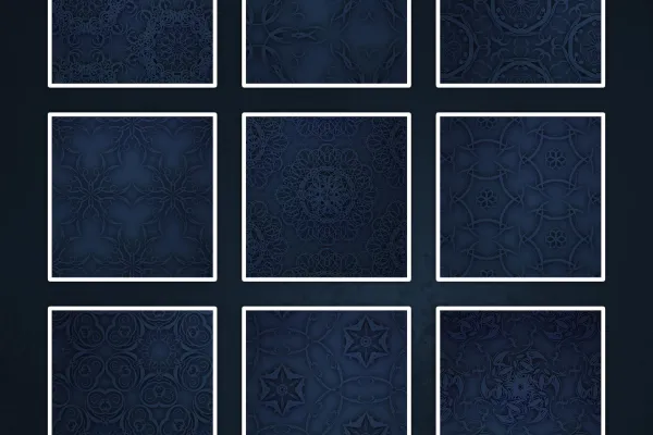 Sfondo blu scuro con ornamenti - Esempi delle immagini nel pacchetto