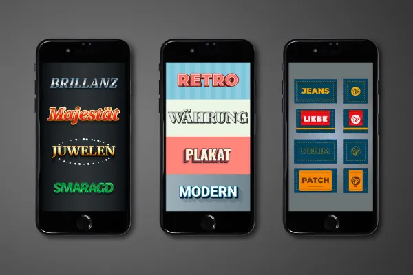 Smartphones zeigen unterschiedliche Looks, die mit den Grafikstilen erzeugt werden können