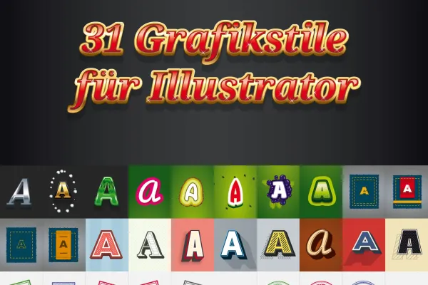 Beispiele für die 31 Grafikstile für Illustrator zum Download