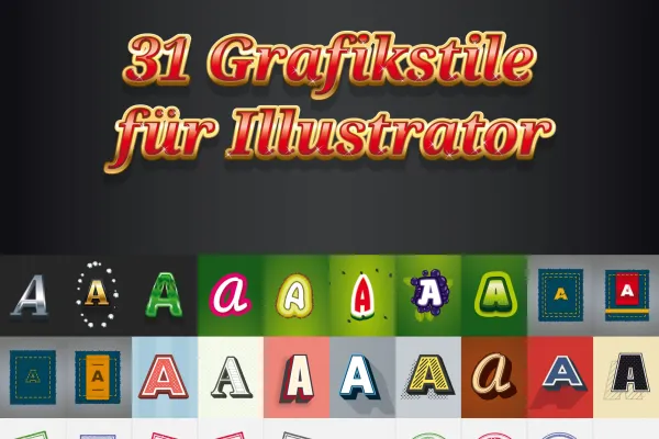 Przykłady 31 stylów graficznych do pobrania dla programu Illustrator.