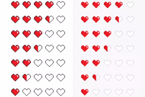 How about heart graphics with a pixel look?