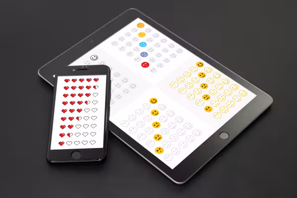 Graphic templates for rating systems: Heart, Smiley