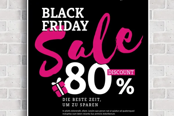 Vorlage im Black Friday-Design zur Gestaltung von Plakat und Flyer zur Werbung