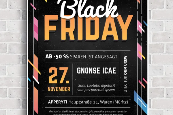 Mallipohja Black Friday -suunnittelulle mainosjulisteeseen ja -lehtiseen	mainontaa varten.