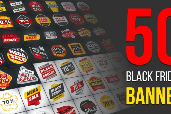 Vorlagen für Banner zur Werbung von Angeboten und Rabatten am Black Friday