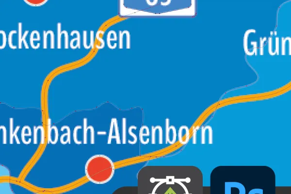 Landkarte Rheinland-Pfalz mit Landkreisen mit Vektorqualität in Adobe Photoshop