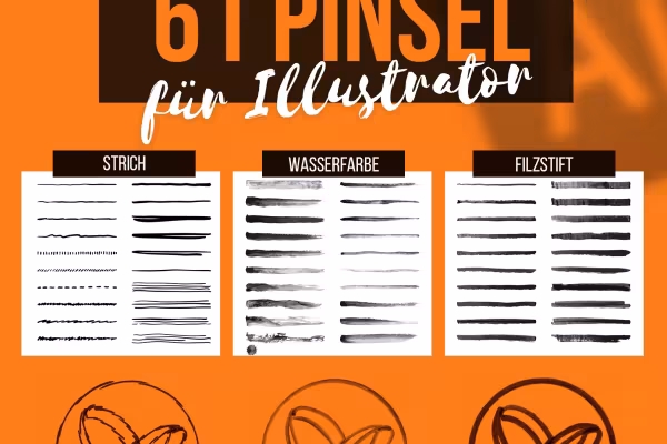 Ejemplos de los 61 pinceles de Illustrator