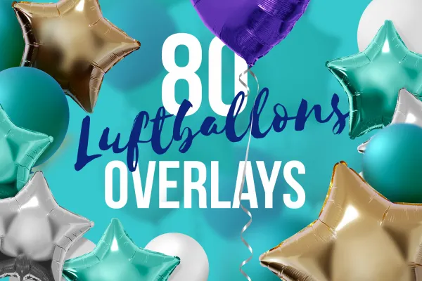 Lettering with pictures of colorful balloons