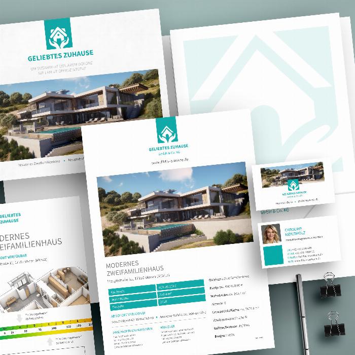 Elegant corporate design for ejendomsvirksomheder og arkitektfirmaer.