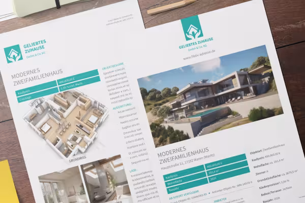 Corporate Design-skabeloner til ejendomsselskaber og arkitektkontorer: Exposé