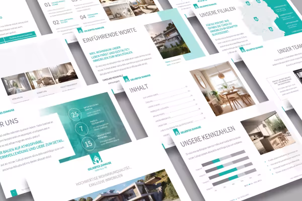 Corporate design skabeloner til ejendomsfirmaer og arkitektkontorer: præsentationsskabelon