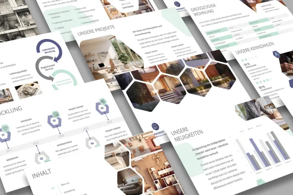 PowerPoint-Corporate-Design-Vorlagen für Immobilienfirmen und Architekturbüros.