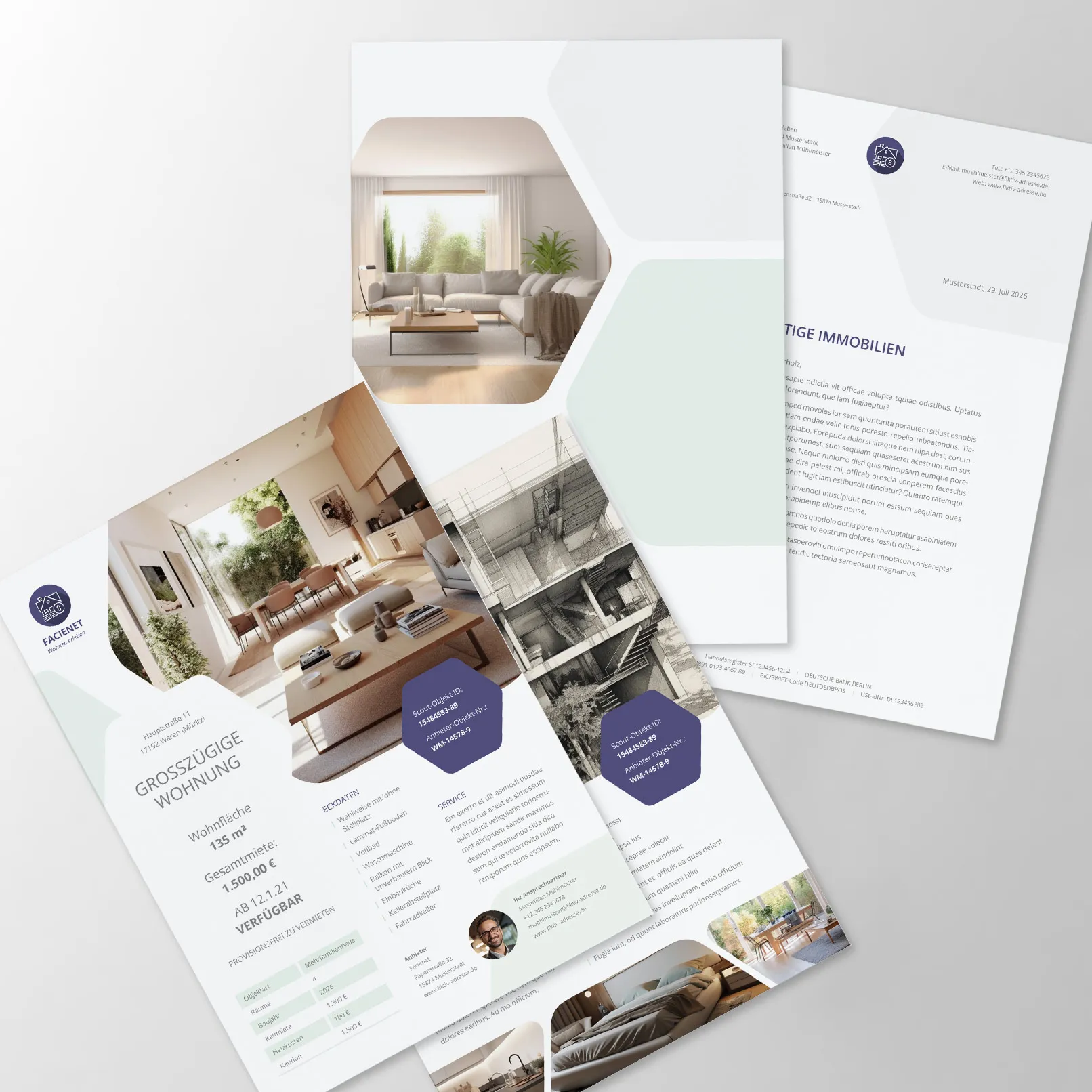 Corporate Design skabeloner til ejendomsfirmaer og arkitektkontorer: Exposé