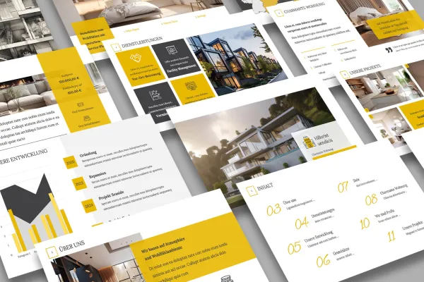 Corporate Design-Vorlagen für Immobilienfirmen und Architekturbüros: Präsentation