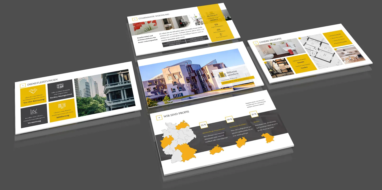 Corporate Design-skabeloner til ejendomsfirmaer og arkitektvirksomheder: PowerPoint