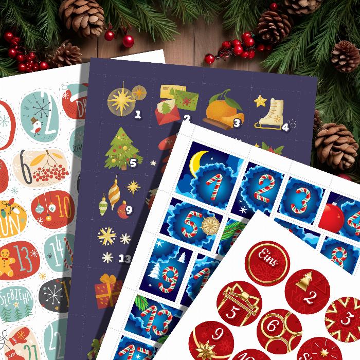 Zahlen für Adventskalender zum Ausdrucken