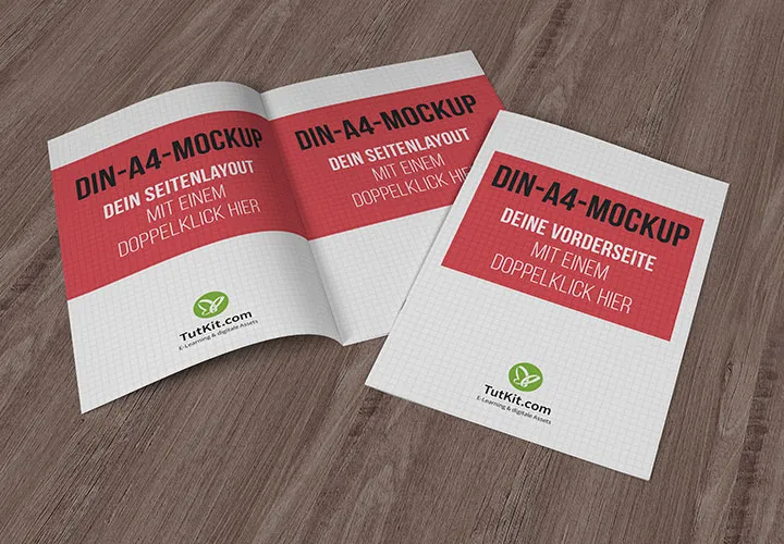 Mock-ups voor brochures in A4-portretformaat