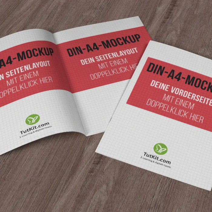 Mockups für Broschüren im A4-Hochformat