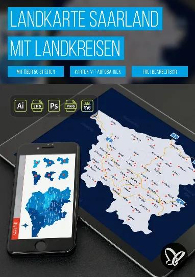 Landkarte Saarland mit Landkreisen