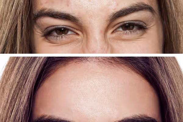 Bir kadının portresi önce ve sonra karşılaştırmasıyla, Affinity Photo ile retuşlama
