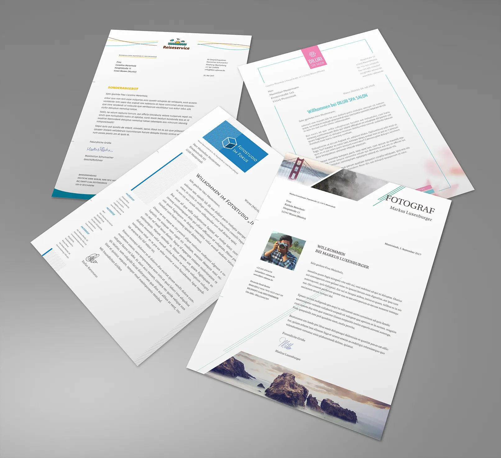 Quattro design moderni per carta intestata