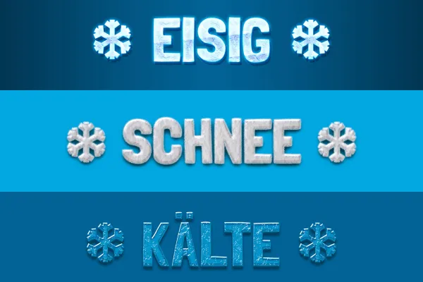 Beispiel: Soll der Schnee deine Texte bedecken oder sich Frost über deine Grafiken legen?