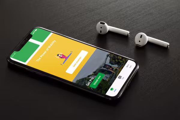 Smartphone con una aplicación cuyo diseño se desarrolló en Sketch