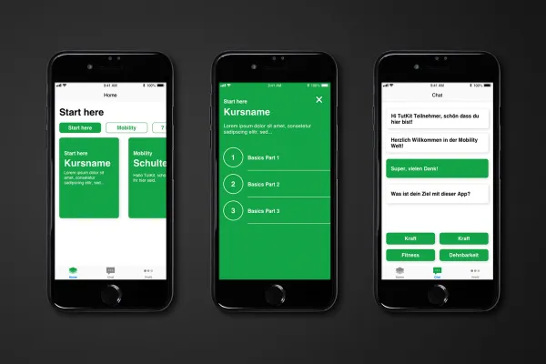 Smartphones med en app, vars design utvecklades i Sketch.