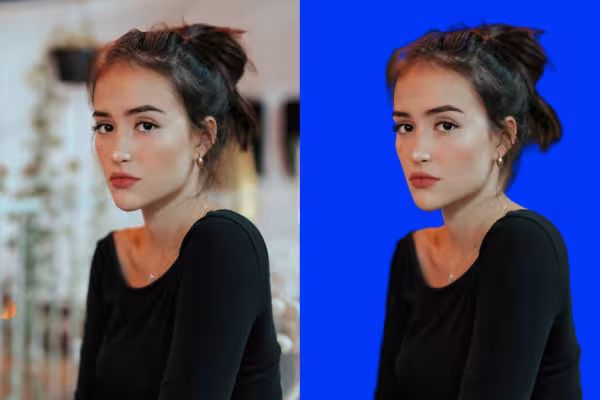 Portrett av en kvinne, original og utklipping, utklipping med Affinity Photo