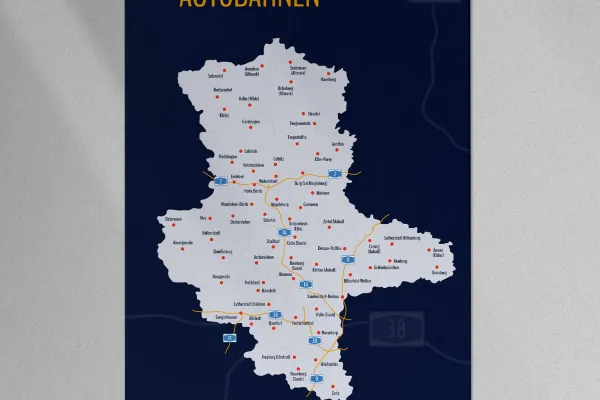 Landkarte Sachsen-Anhalt mit Landkreisen und Autobahnen