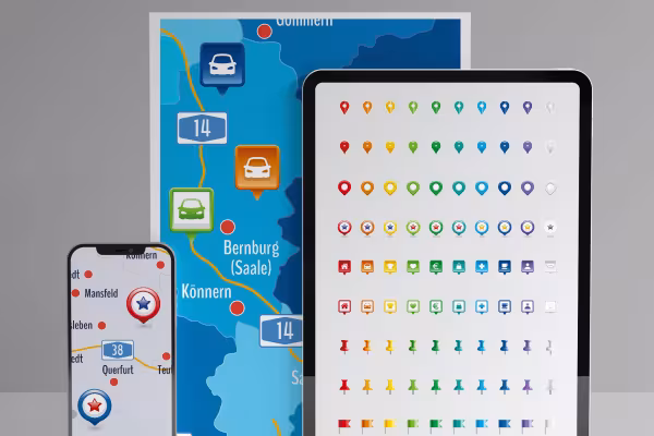 Icons for marking locations on maps