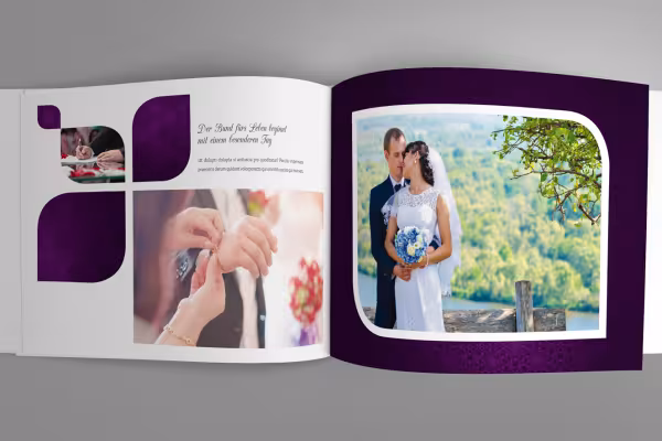 Periódico de cumpleaños con fondo morado y elementos morados