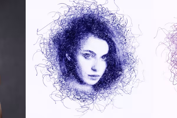 Retrato de una mujer con aspecto de Sketch, creado con una acción de Photoshop