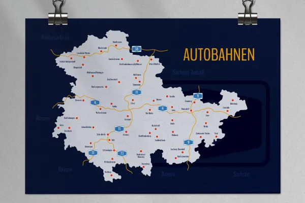 Landkarte Thüringen mit Landkreisen mit Landkreisen