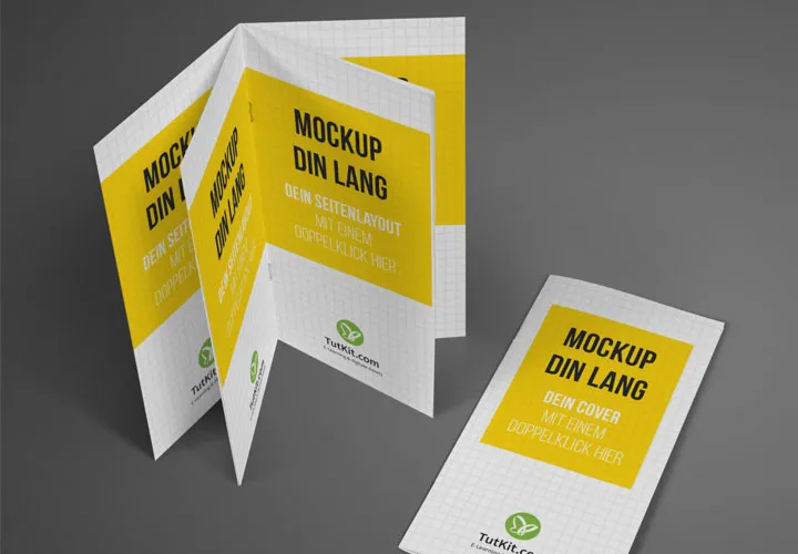 Mockups til brochurer i DIN-lang-formatet