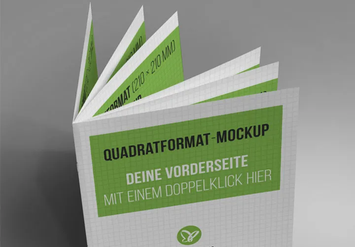 Mockups til brochurer i kvadratisk format.