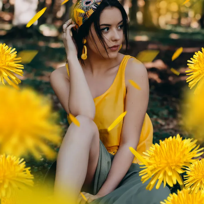 Images of dandelions and dandelions as overlays