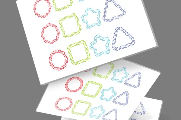 Przykłady użycia pędzli Adobe Illustrator z ornamentami.