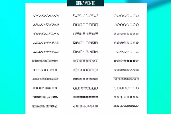 Forhåndsvisning af de 50 Affinity Designer pensler med ornament.
