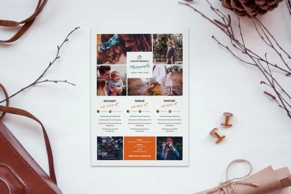 Preislisten-Vorlage für Fotografen (Fachfotografie) zur Bearbeitung in Photoshop, InDesign und Word
