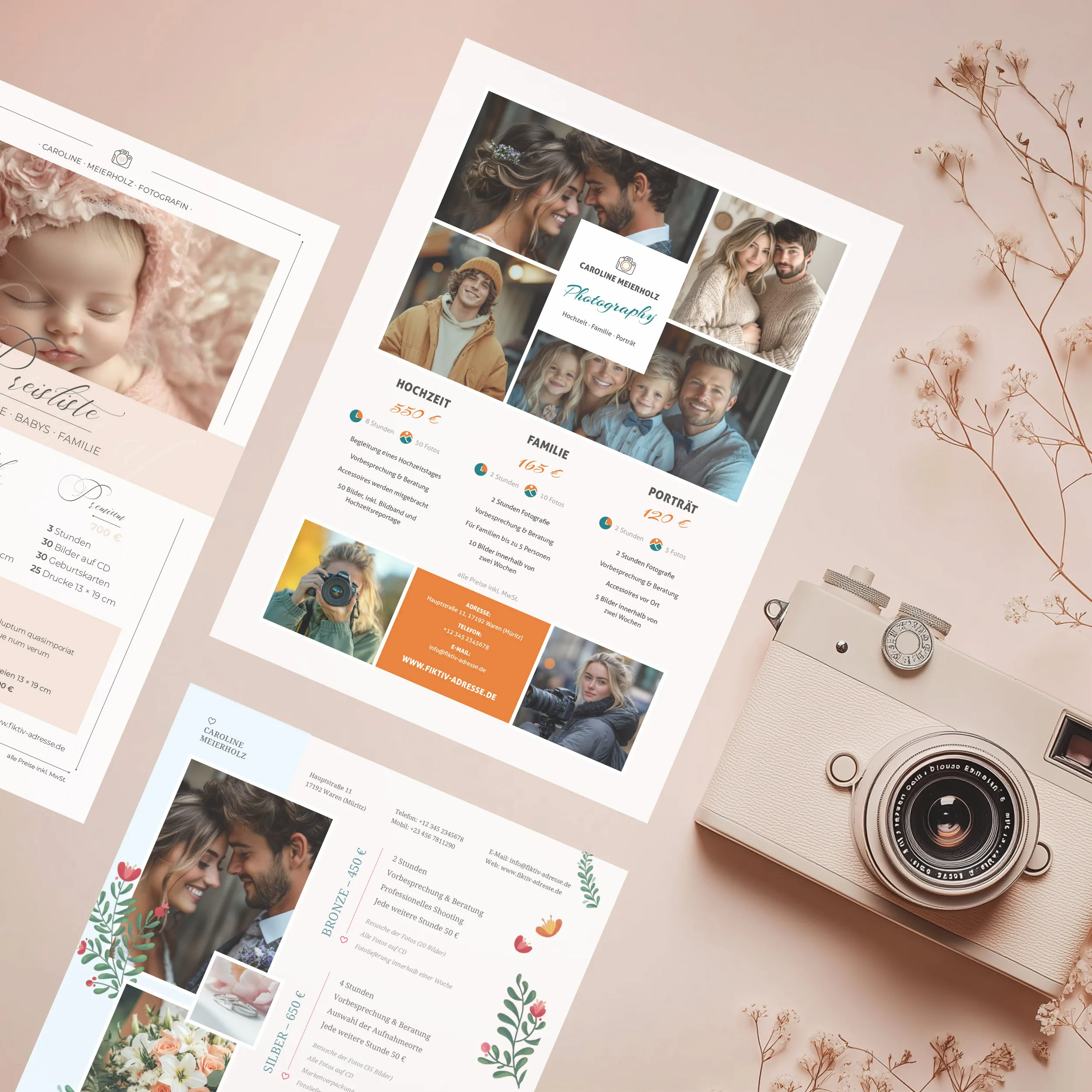 写真家のための価格表テンプレート - Photoshop、InDesign、Word、Affinity Photo