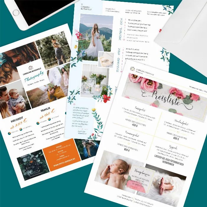Preislisten-Vorlagen für Fotografen – Photoshop, InDesign, Word, Affinity Publisher