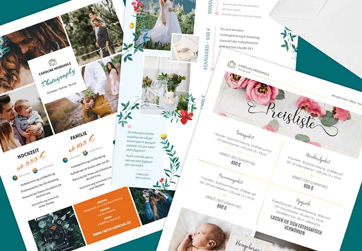 Price list templates for photographers - Photoshop, InDesign, Word, Affinity Publisher